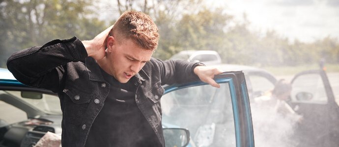 Male hurt after a car accident